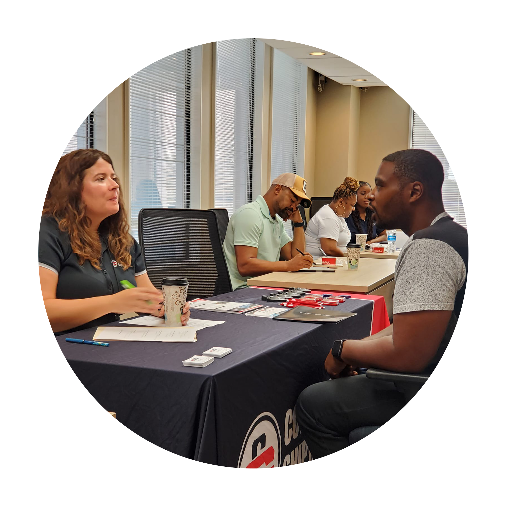 Job fair held inside a small conference room